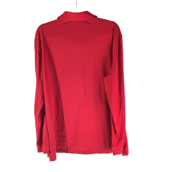 Members Mark Mens Red Stretch Cotton Polo Shirt Long Sleeve Size L - Picture 2 of 4